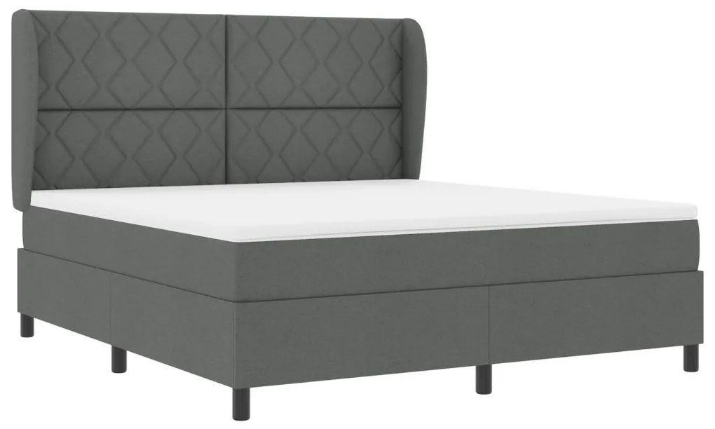 Boxspring Ágy Matrac Kíséretében Sötétszürke Színben, 180x200 cm Szövet