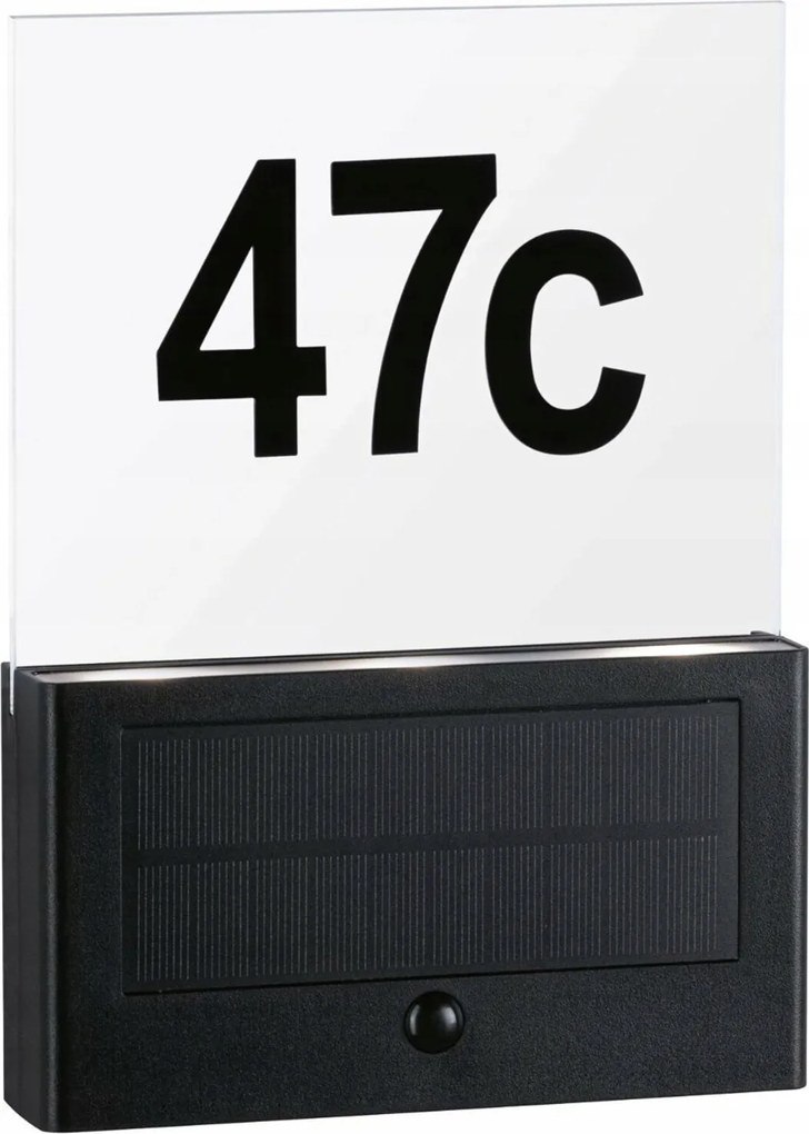 Paulmann Napelemes Led házszám Neda, szenzoros, IP44, 3000K, antracit