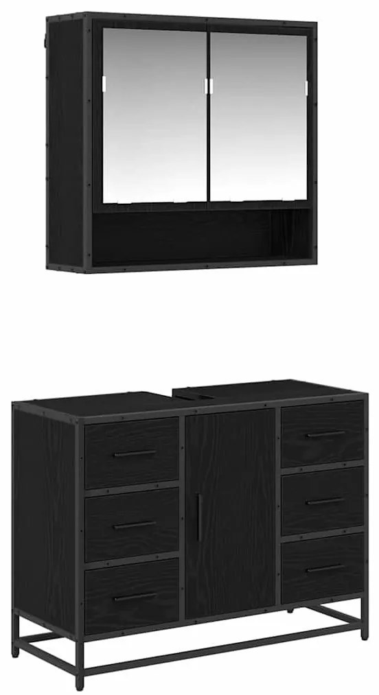Fürdőszoba bútor szett 2 pcs Musta tammi 80 x 33 x 60 cm