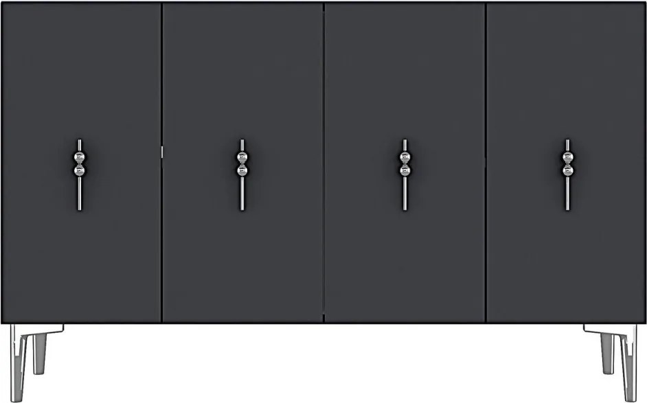 Komód, antracit-ezüst, 120 cm