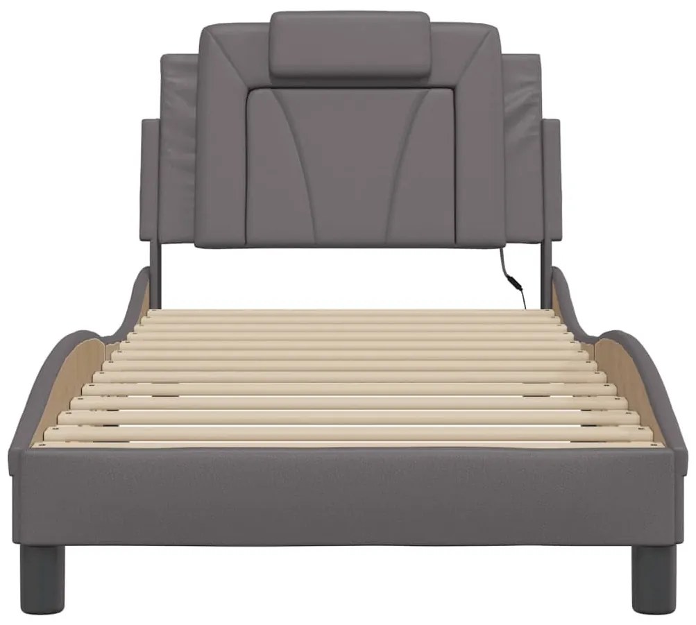 szürke ágykeret Viana LED-ekkel matrac nélkül 90 x 200 cm