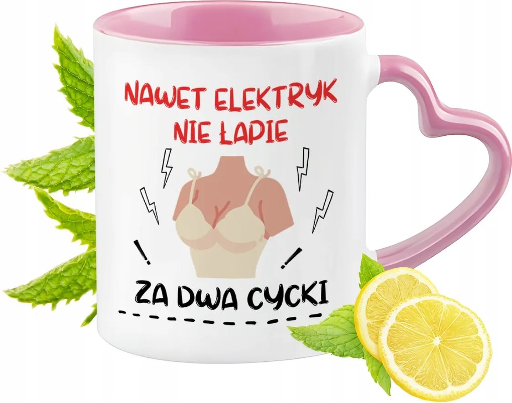 Vicces Rózsaszín Bögre Szív Alakú Füllel Ajándék