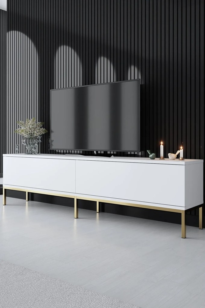 TV szekrény Lord - White, Gold