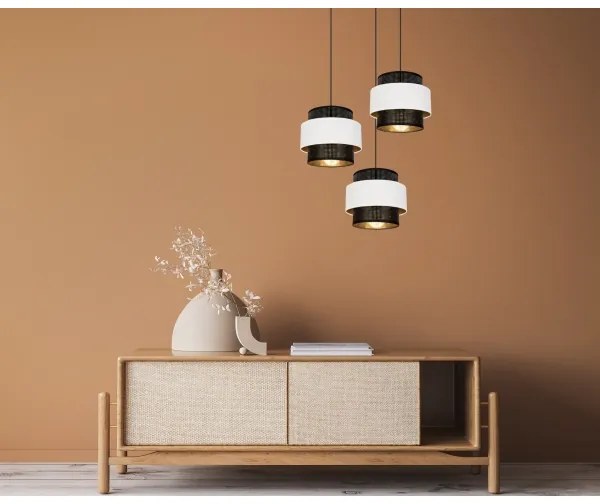 Csillár zsinóron NESS 3xE27/60W/230V á. 45 cm fekete/fehér