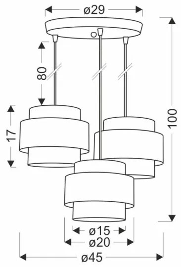 Csillár zsinóron TWIN 3xE27/40W/230V barna/fekete