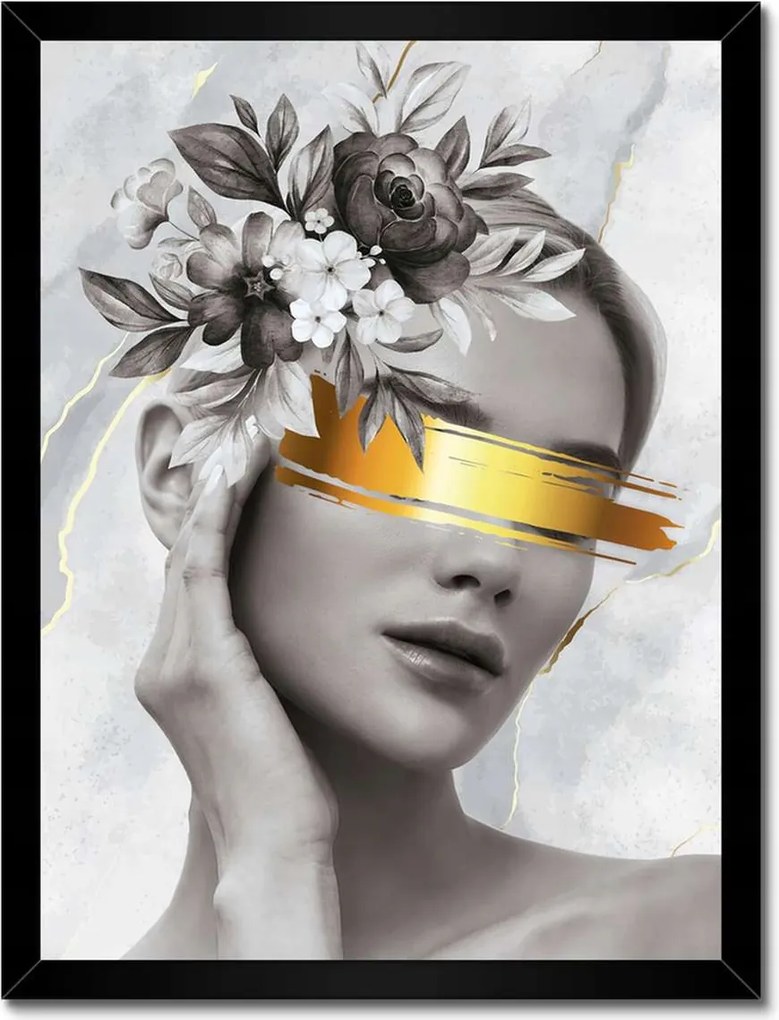 Poszter fekete keretben 30x40 Női portré arany karszalag