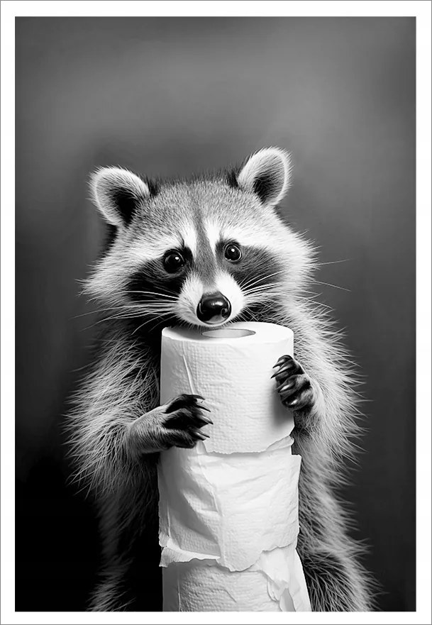 Poszter Keret Nélkül Fürdőszoba Wc Mosómedve Papír tekercs P2530_50x70