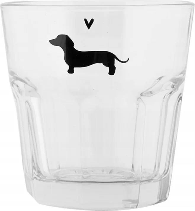 Négyzet alakú pohár tacskóval és szívvel 200 ml