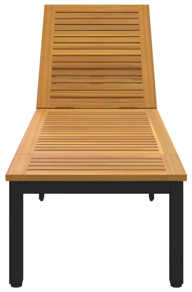 Napsütéses nyugágy Fekete 200x55x35 cm Tömör akácfa
