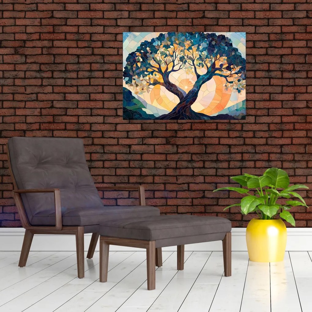 Kép – Mozaik – nap és fa II. (70x50 cm)
