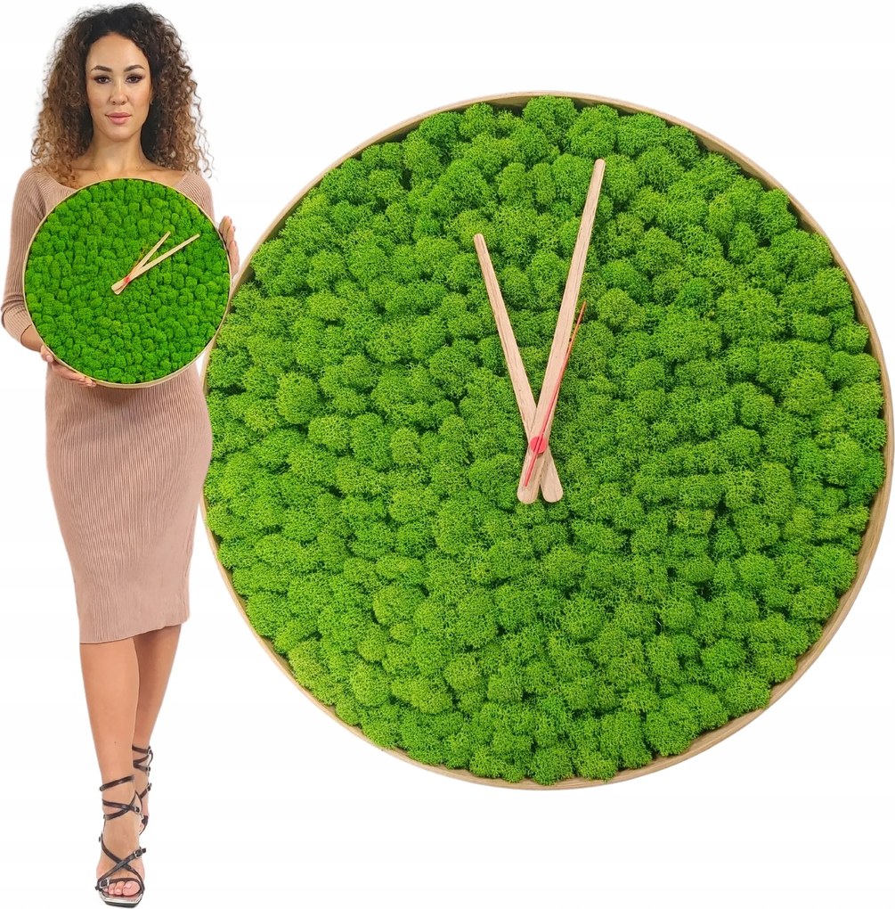 Moha Óra fa keretben 41 cm moha dekoráció Élő Óra handmade