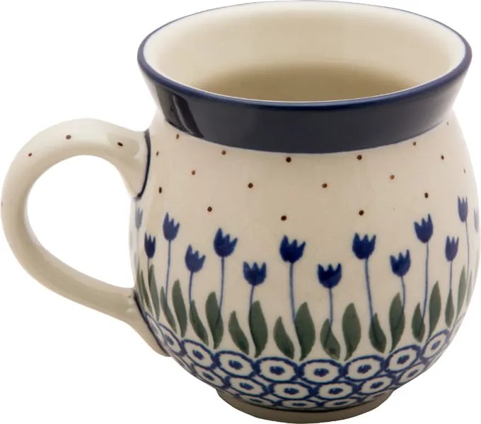 Cseh Bögre Hordó 330 ml Művészi kerámia Bolesławiec Tulipán 0490A