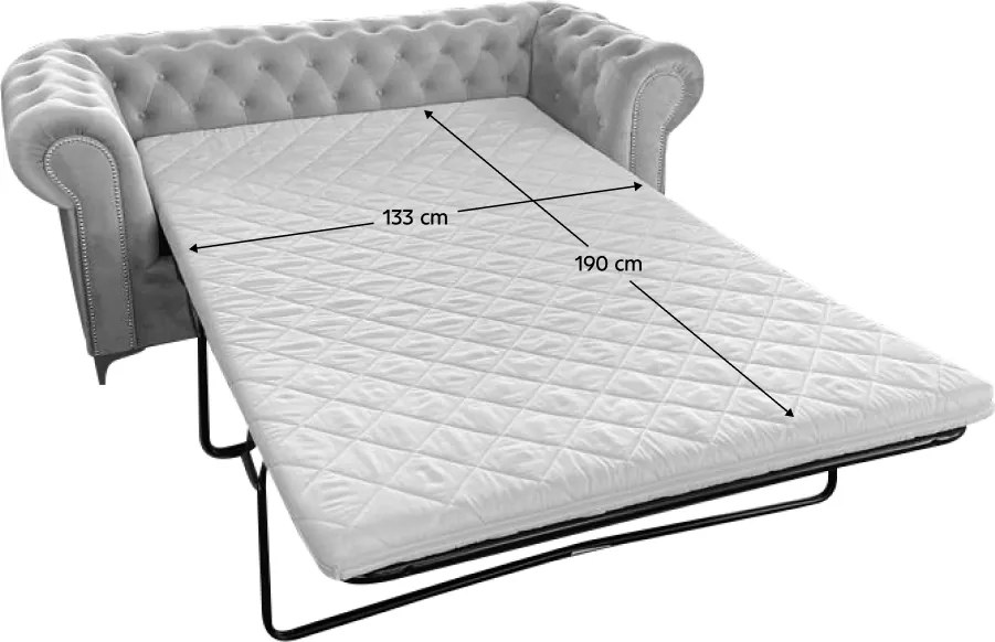 Kinyitható luxus 3-as ülés, világosszürke Velvet szövet, ROMANO