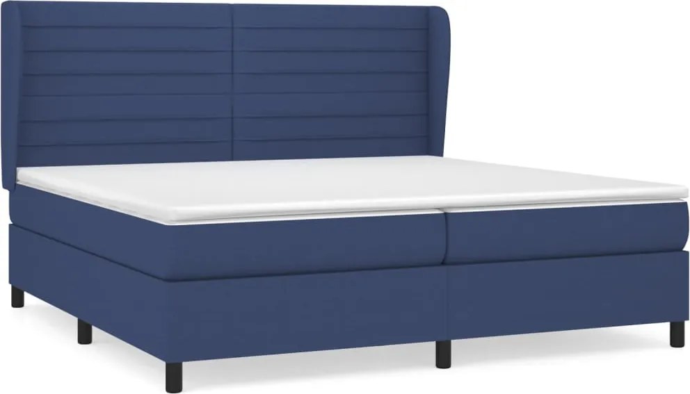 vidaXL kék szövet rugós ágy matraccal 200 x 200 cm