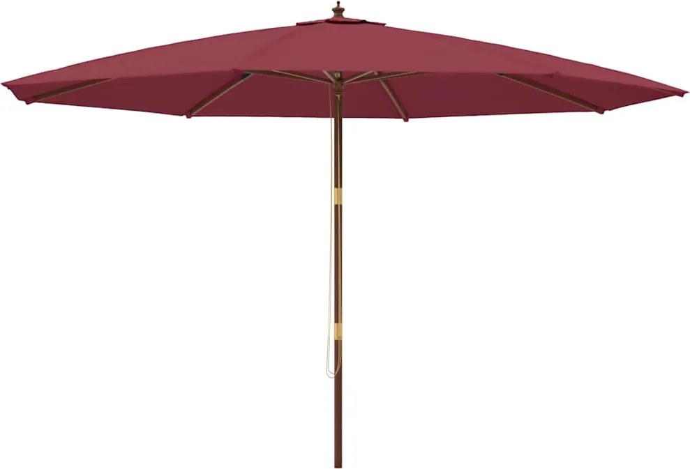 vidaXL bordó kerti napernyő fa rúddal 400 x 273 cm