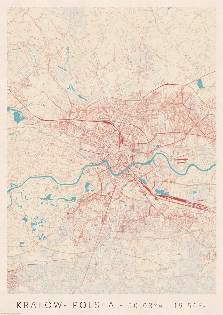 Krakkó várostérkép poszter A2 42x59,4 cm