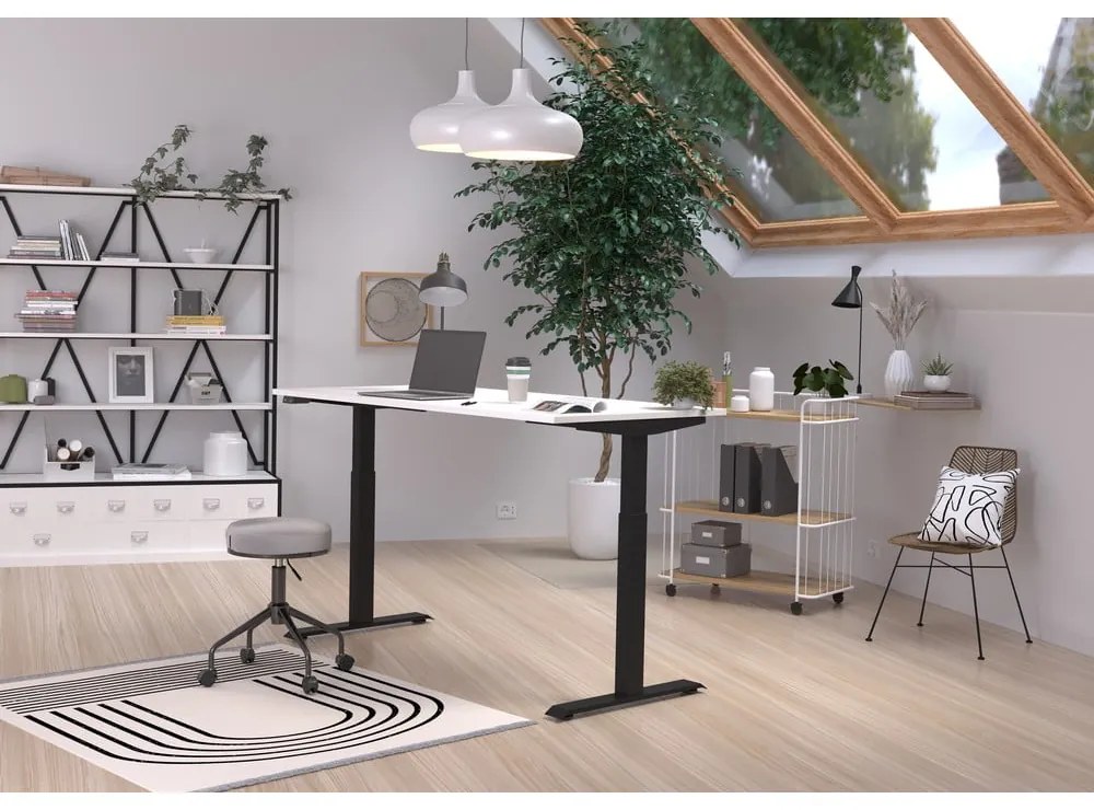 Íróasztal elektromosan állítható magassággal, fehér asztallappal 80x160 cm Jet – Germania