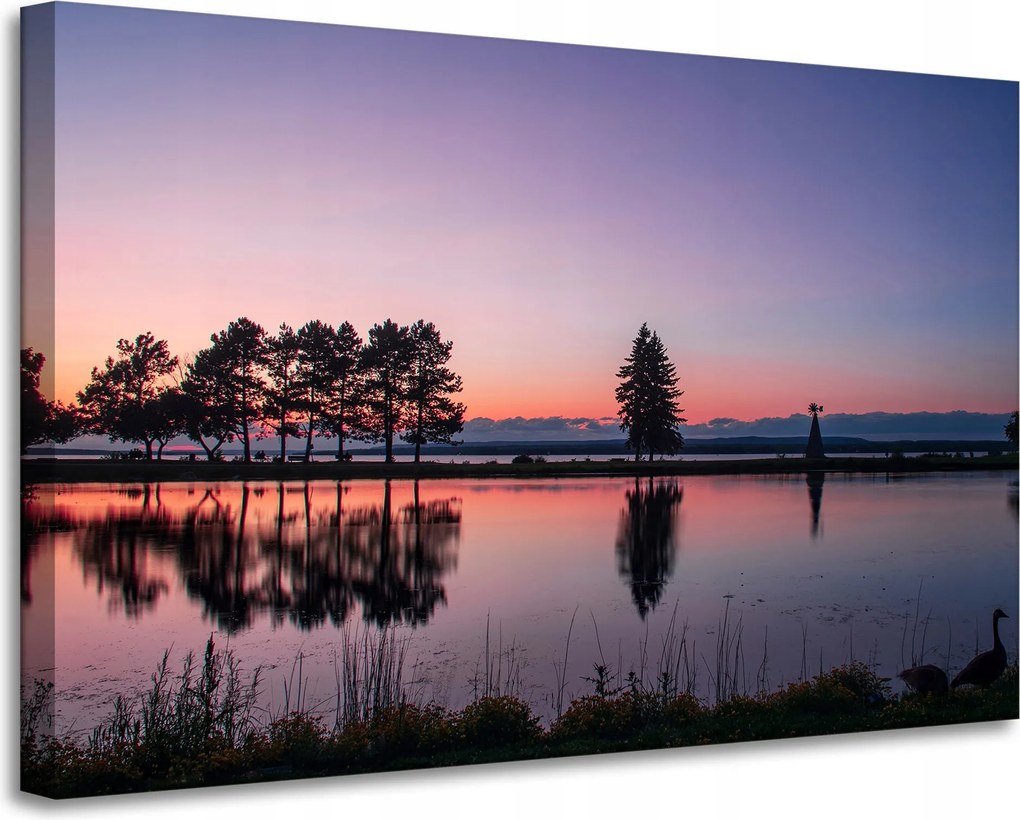 Vászonkép Naplemente a vízparton 90x60 cm