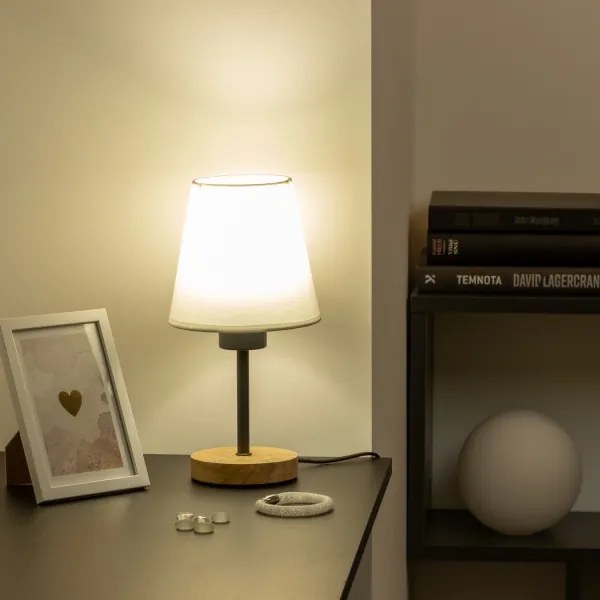 Brilagi - Asztali lámpa NUBILA WOOD 1xE27/25W/230V tölgy/fehér