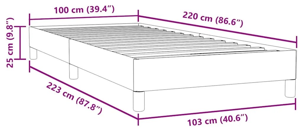 Box Spring ágy matrac nélkül rózsaszín 100x220 cm bársony