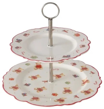 Karácsonyi macis porcelán süteményes kínáló 2 emeletes