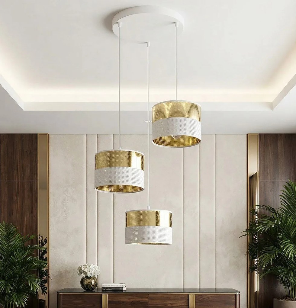 Emibig modern függeszték lux fehér arany emi1650/3prem
