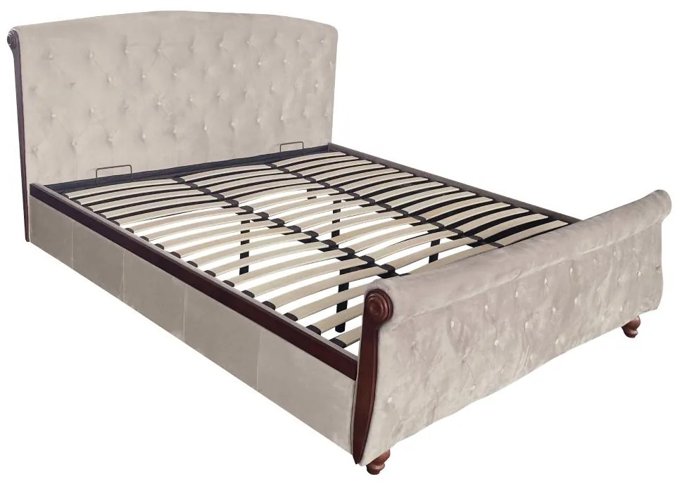 Franciaágy 180x200 cm Bretto (szürkésbarna taupe bársonyszövet). 1119489