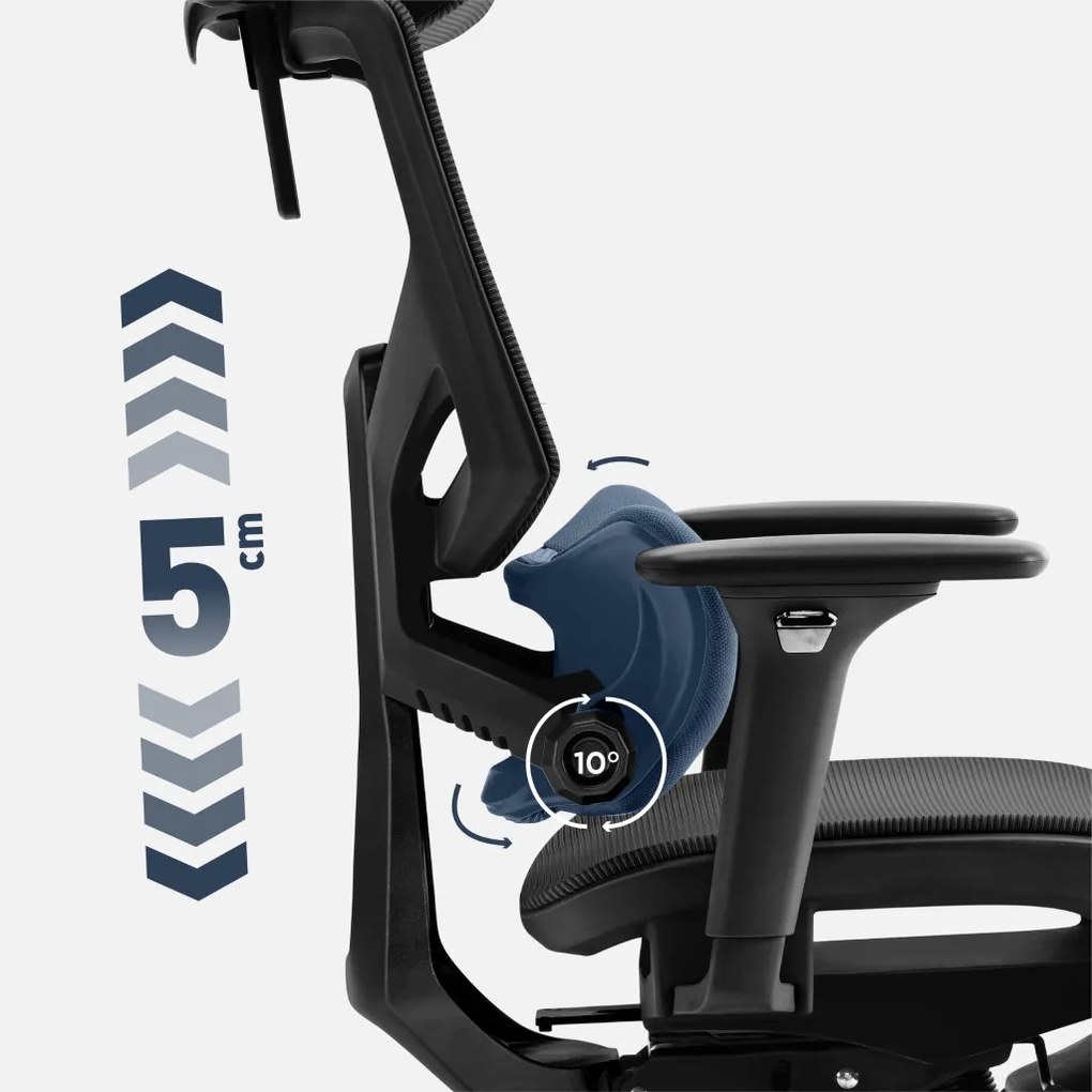 Felbontott Irodai prémium szék, hálós ergonomikus lábtartóval fekete