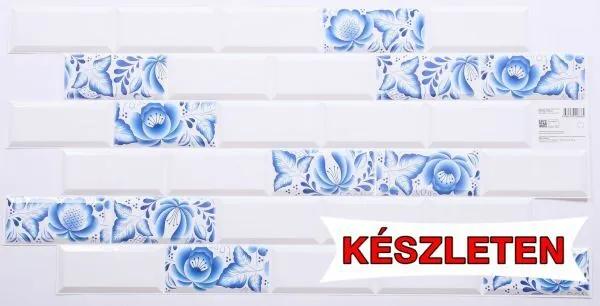 Gzhel Tile - Virágos Csempe PVC falpanel