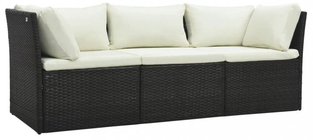 4 részes barna polyrattan kerti bútorszett párnával