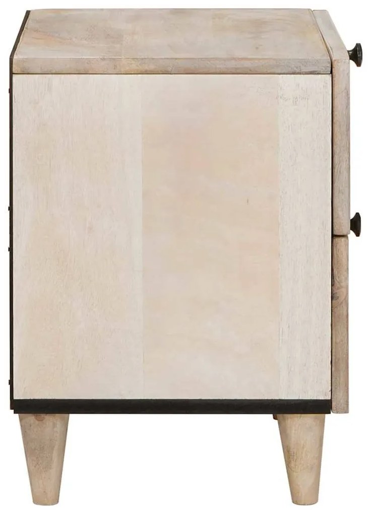 Éjjeli asztal fiókkal 2 pcs Bézs 40 x 33 x 46 cm tömör mangófa