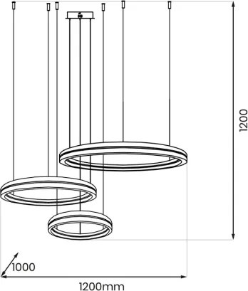 LED Csillár zsinóron GRAVITY LED/108W/230V fekete