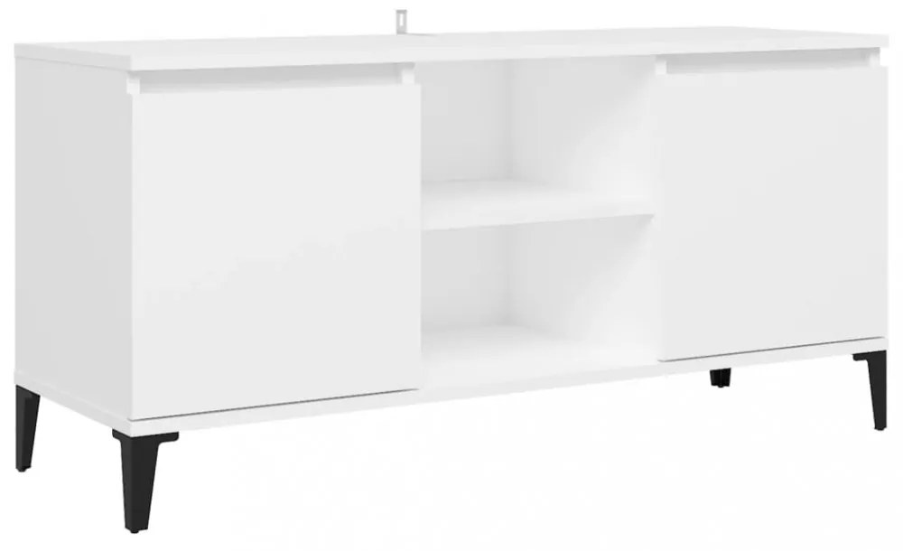 fehér TV-szekrény tömör fémlábakkal 103,5 x 35 x 50 cm
