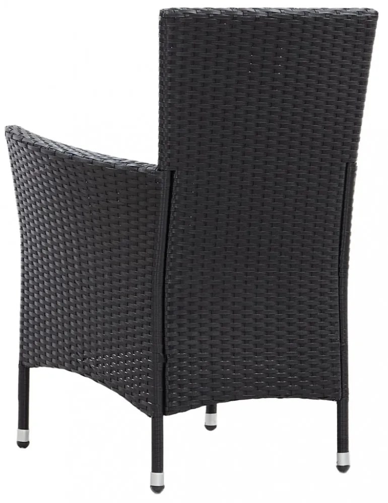 7-részes fekete polyrattan kültéri étkezőgarnitúra párnákkal