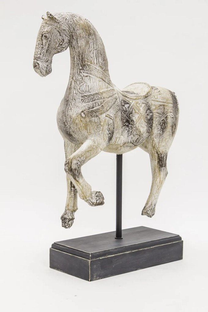 Ló figura Műanyag Krém, Fekete 48x32x12cm