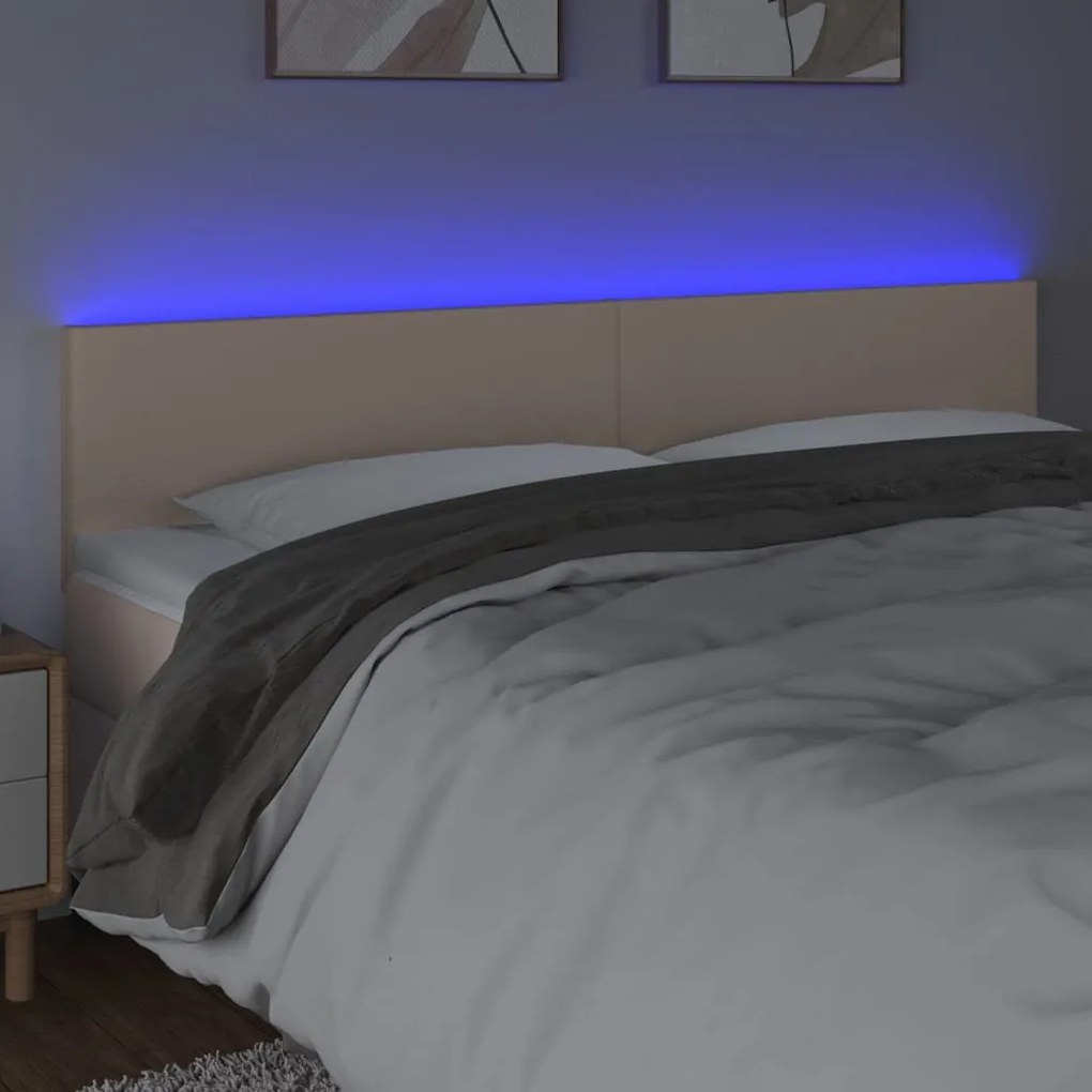 cappuccino színű műbőr LED-es fejtámla 180 x 5 x 78/88 cm