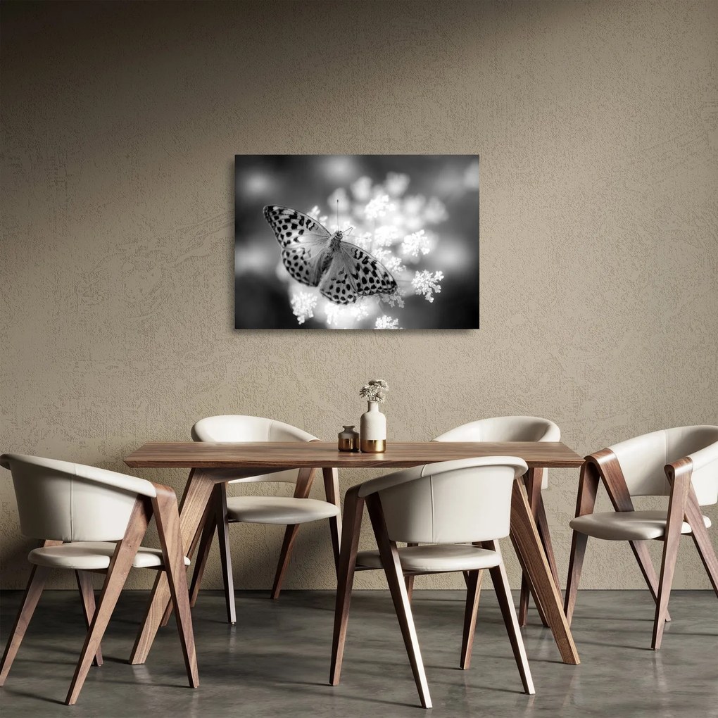 Kép - Részlet egy virágot beporzó pillangóról (üvegen) (70x50 cm)