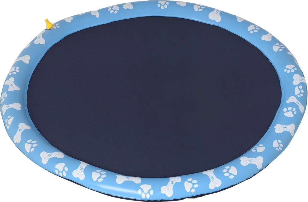 PawHut 150 cm Rázó Mat Pincsingsz Pad Inflatable Splash Pad Csúszásmentes Vizes Játszó Mat Splash Medence Vízpermetező Kutya Medence Háziállatoknak Ny