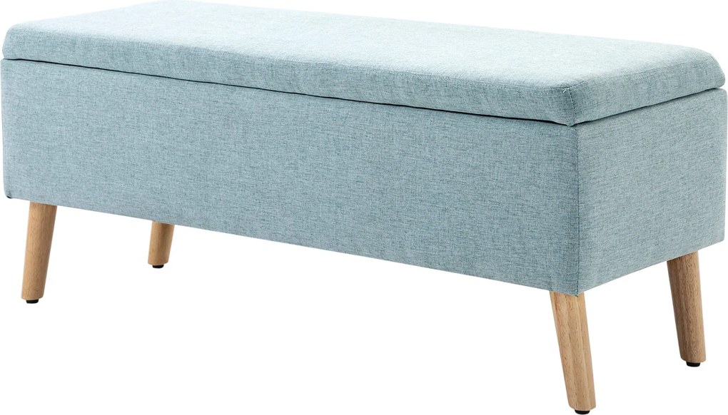 HOMCOM Tároló Pad, Vászonhatású Kárpitozással, Ágy Pad Fából Készült Lábakkal, Tárolódoboz Nappalira, Hálószobába, Előszobába 110 x 39 x 45 cm, Világo