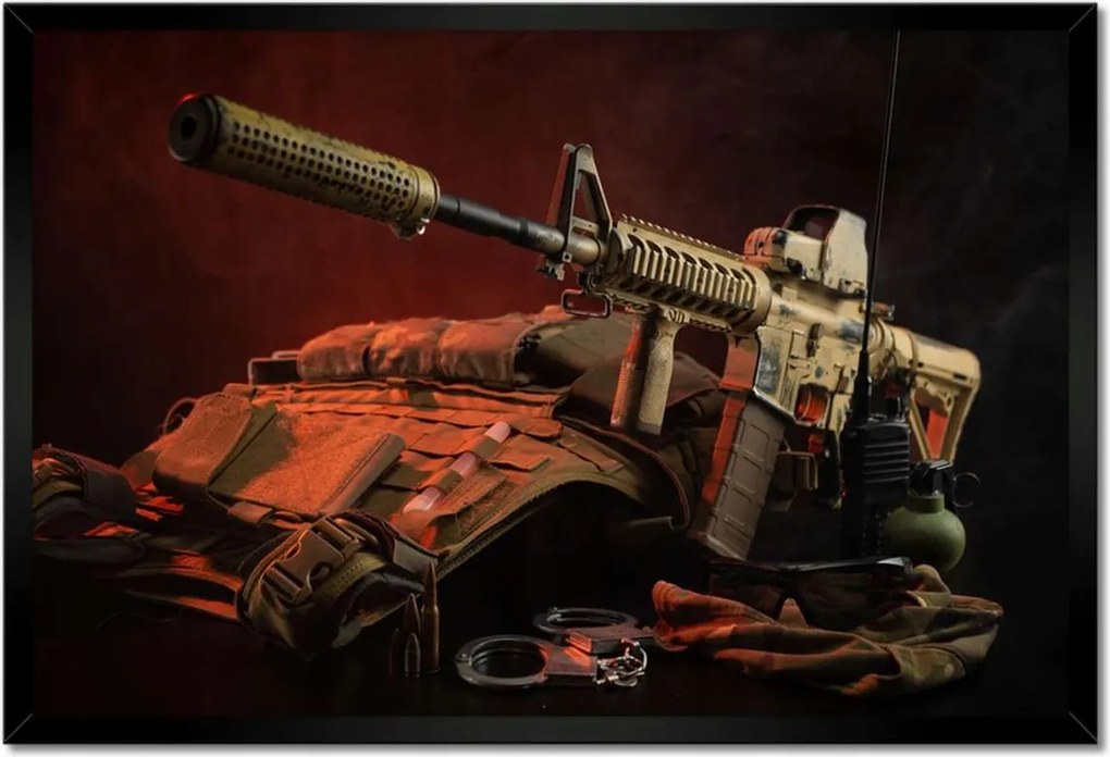 Poszterek keretben 60x40 Fegyver páncél töltények Fbi