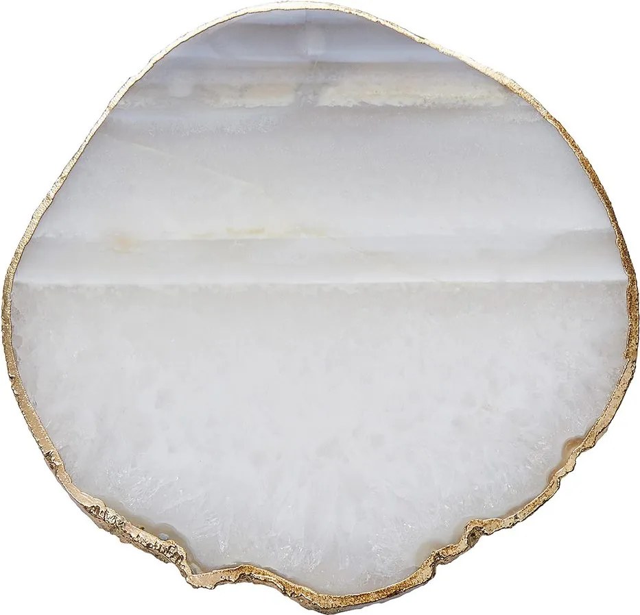 CRYSTAL poháralátét arany szegéllyel, fehér kvarc Ø10cm