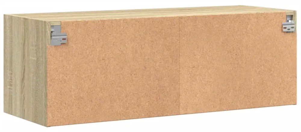 sonoma-tölgyszínű faliszekrény üvegajtókkal 102 x 37 x 35 cm