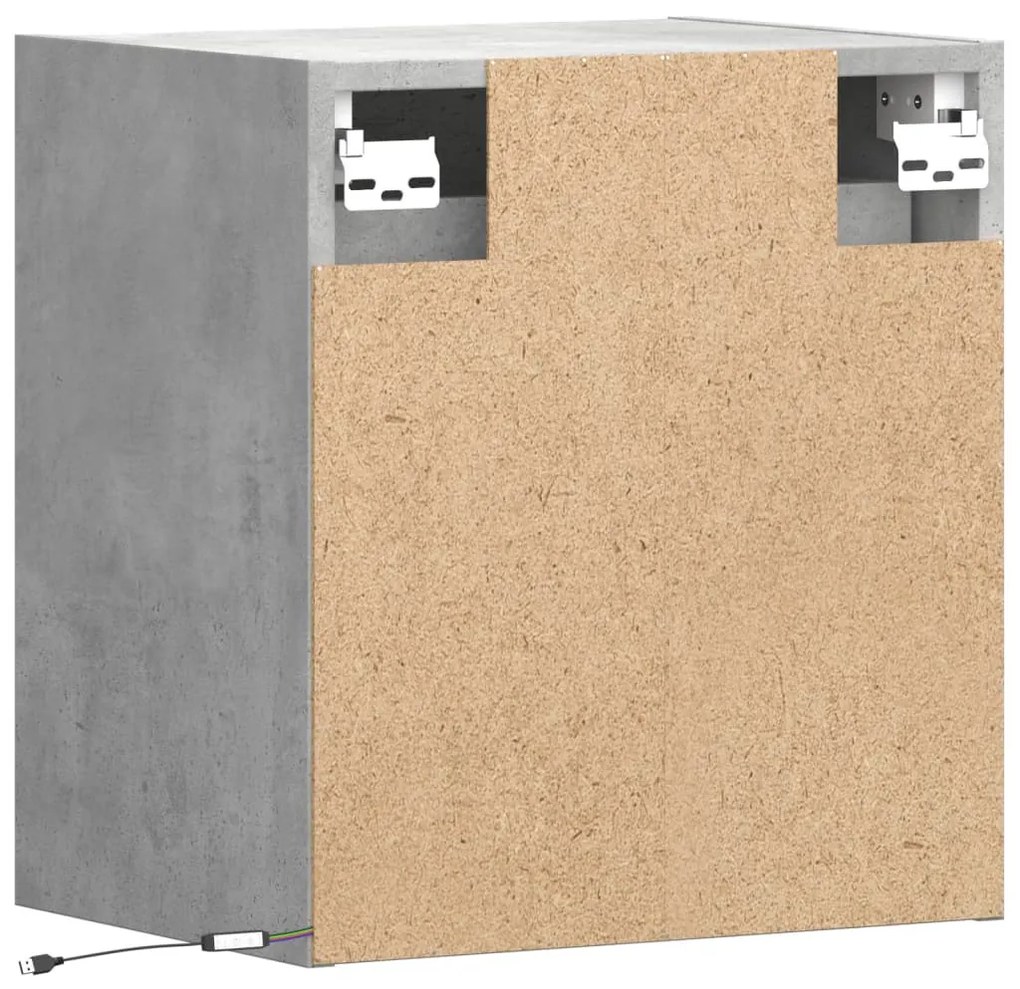 2 db betonszürke fali TV-szekrény LED-del 41 x 31 x 45 cm