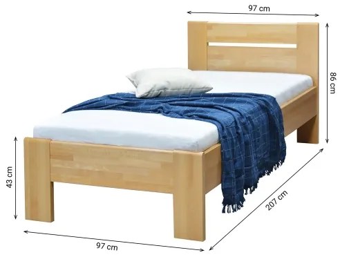 Egyszemélyes tömörfa ágy AMBER 90x200 cm bükk