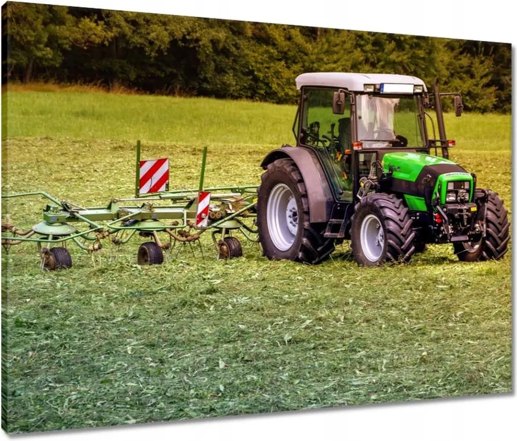 Vászonkép 80x60 Tarktor a szénamezőn