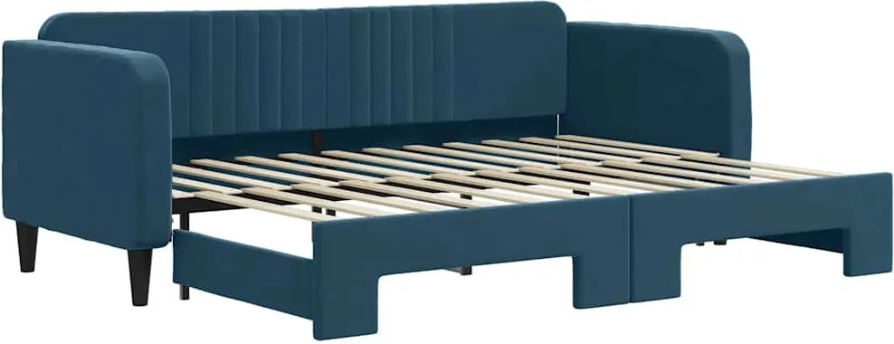 vidaXL kék kihúzható bársony heverő 80 x 200 cm