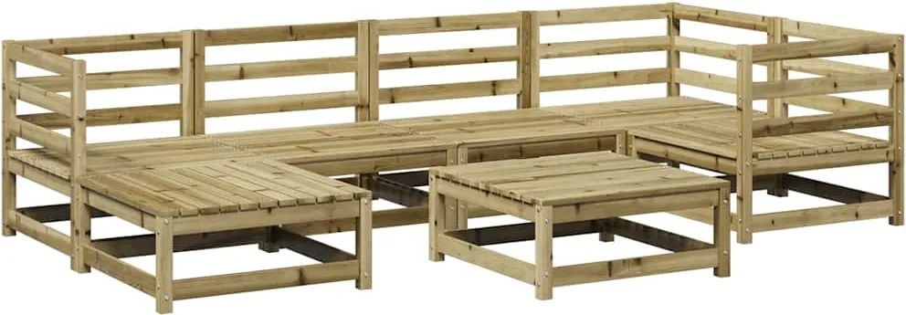 vidaXL 7 részes impregnált fenyőfa kerti kanapészett