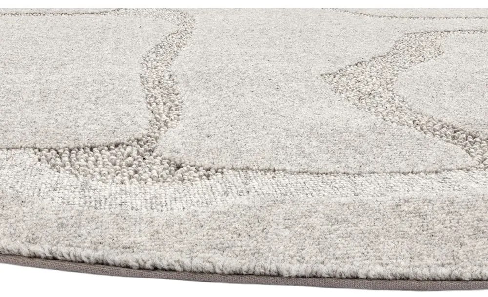 Világosszürke gyapjú kerek szőnyeg ø 133 cm Morphic Organica – Agnella