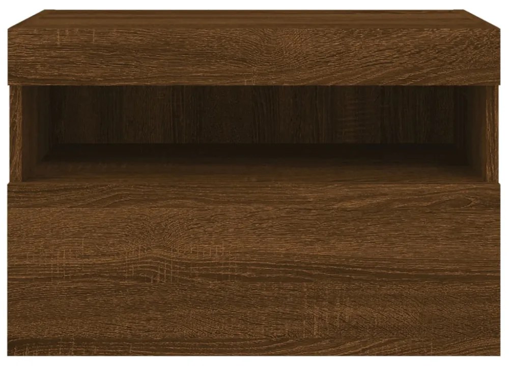 barna tölgyszínű fali TV-szekrény LED-del 60 x 30 x 40 cm