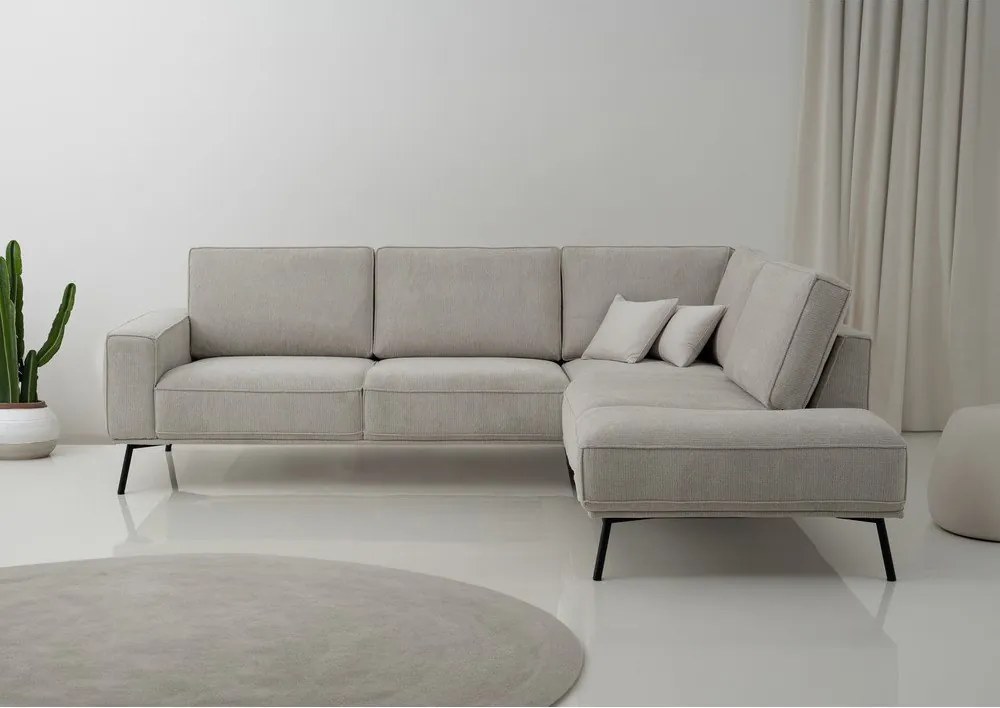 Szürkésbézs zsenília sarokkanapé (jobb oldali-L alakú) Amsterdam – Scandic